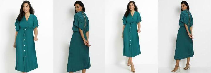 Vestido Verde em Viscose Plana