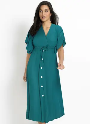 bonprix - Vestido Verde em Viscose Plana - BONPRIX