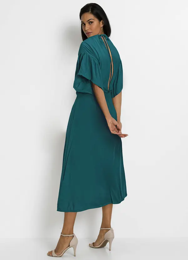 bonprix - Vestido Verde em Viscose Plana 1