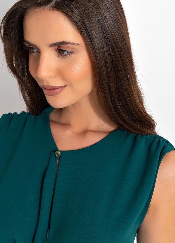 Quintess - Vestido Verde Escuro em Crepe Plano 2