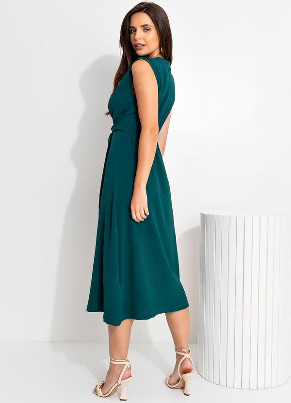Quintess - Vestido Verde Escuro em Crepe Plano 5