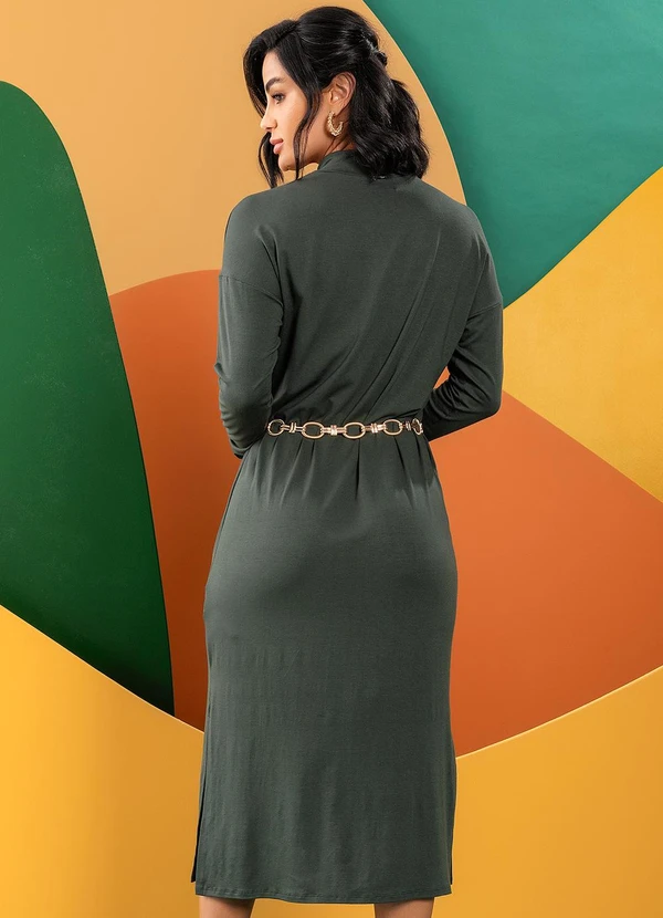 Quintess - Vestido Verde Escuro em Malha de Viscose 3