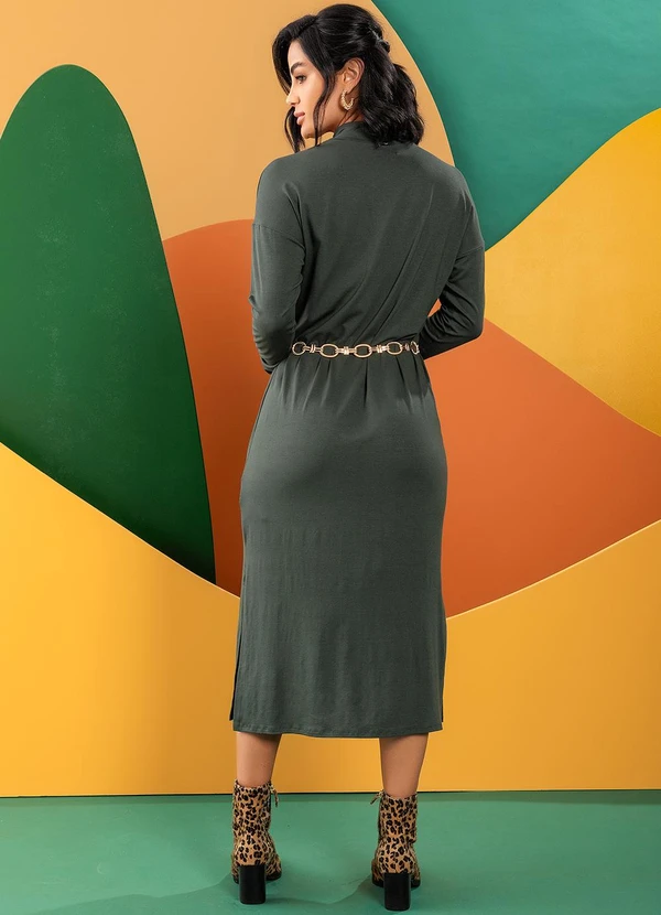 Quintess - Vestido Verde Escuro em Malha de Viscose 5