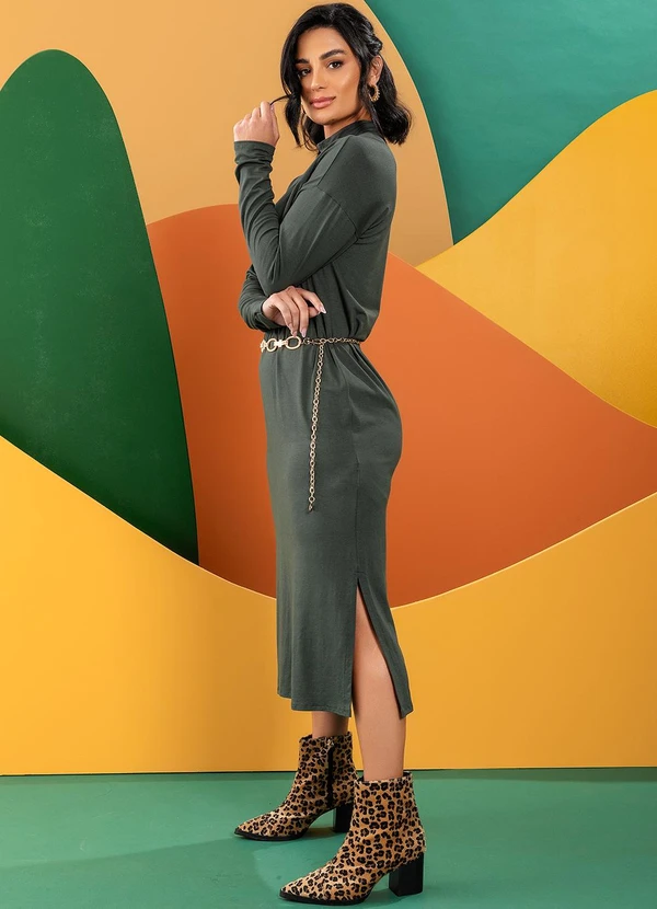 Quintess - Vestido Verde Escuro em Malha de Viscose 6