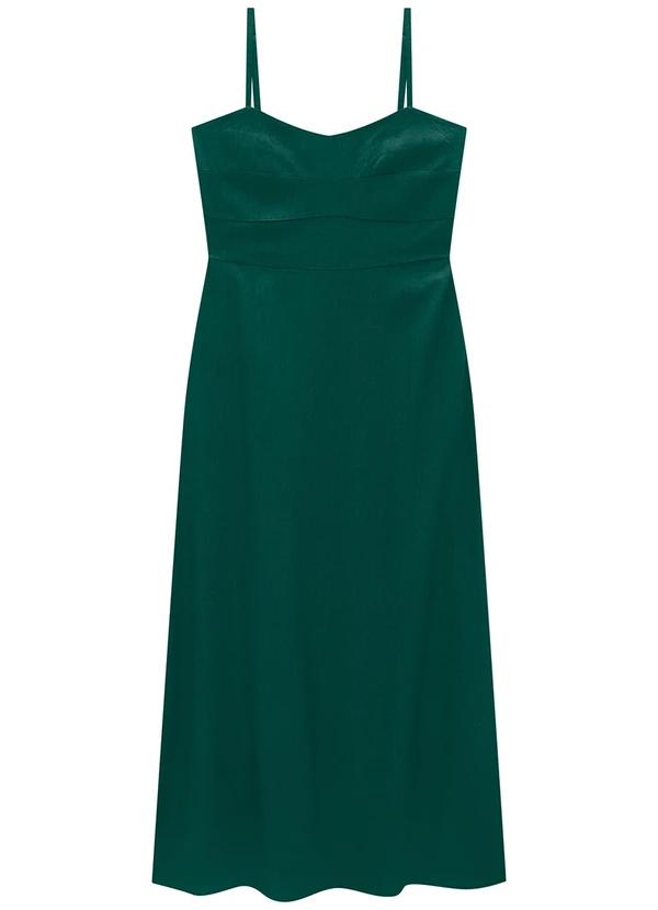 Enfim - Vestido Verde Esmeralda Midi Evasê em Jacquard 2
