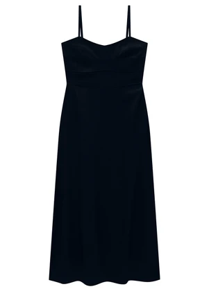 Enfim - Vestido Preto Midi Evasê - ENFIM