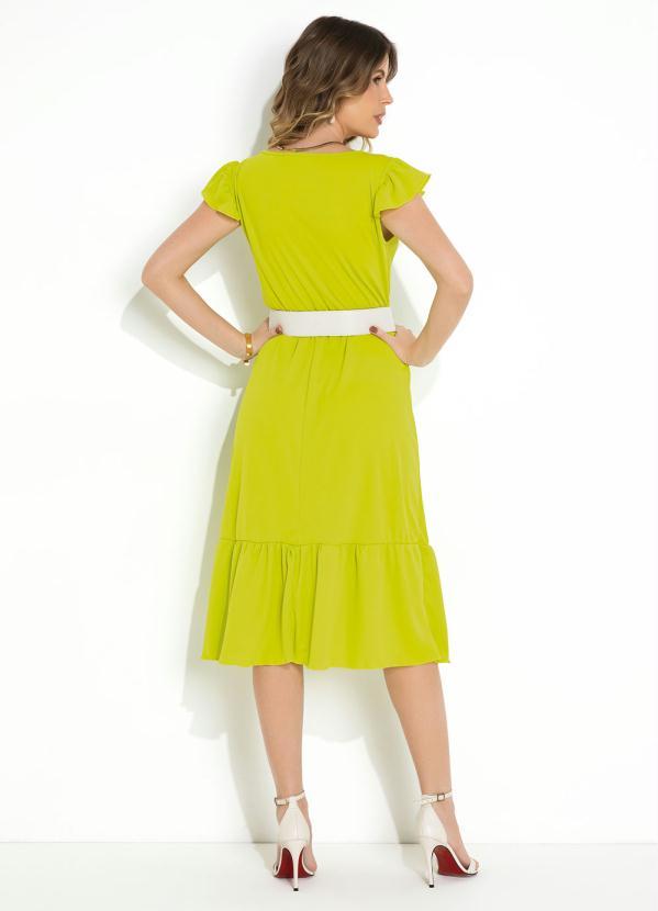 Moda Pop - Vestido Verde Lima com Babado nas Cavas 2