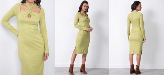 Vestido Verde Lima com Toro no Decote