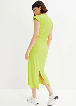 bonprix - Vestido Verde Lima em Malha de Algodão Penteado - BONPRIX