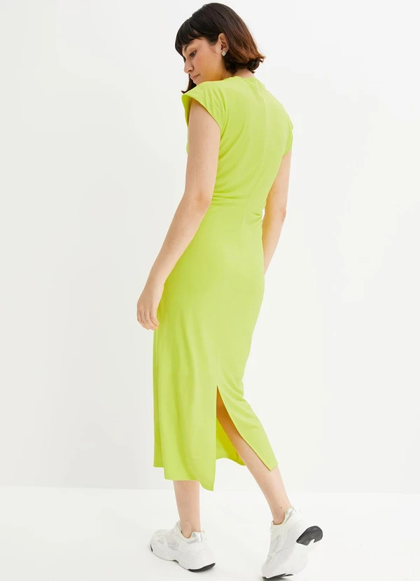 bonprix - Vestido Verde Lima em Malha de Algodão Penteado 2