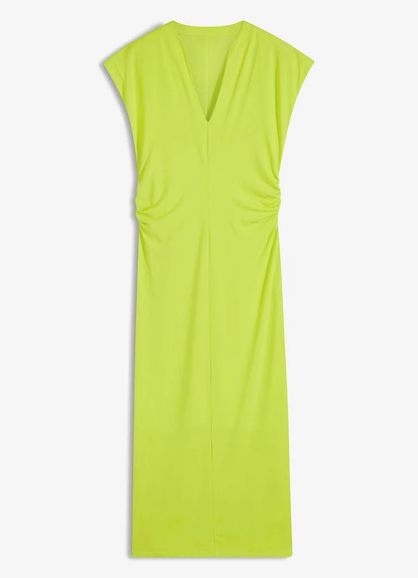 bonprix - Vestido Verde Lima em Malha de Algodão Penteado 5