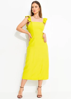 Quintess - Vestido Verde Lima em Tecido Alfaiataria de Visc - QUINTESS