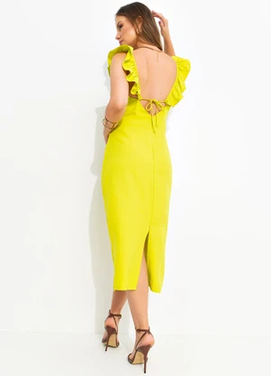 Quintess - Vestido Verde Lima em Tecido Alfaiataria de Visc - QUINTESS
