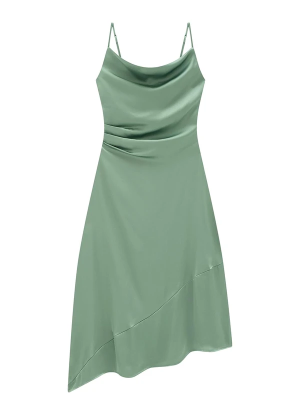 Enfim - Vestido Verde Menta Midi Acetinado 2