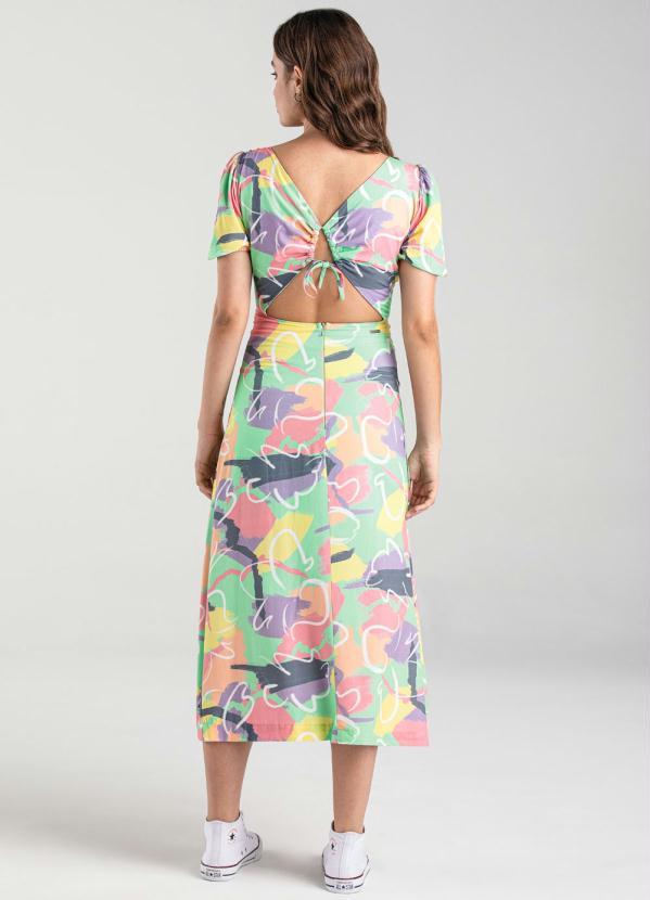 Enfim - Vestido Verde Midi com Fenda Feminino 2