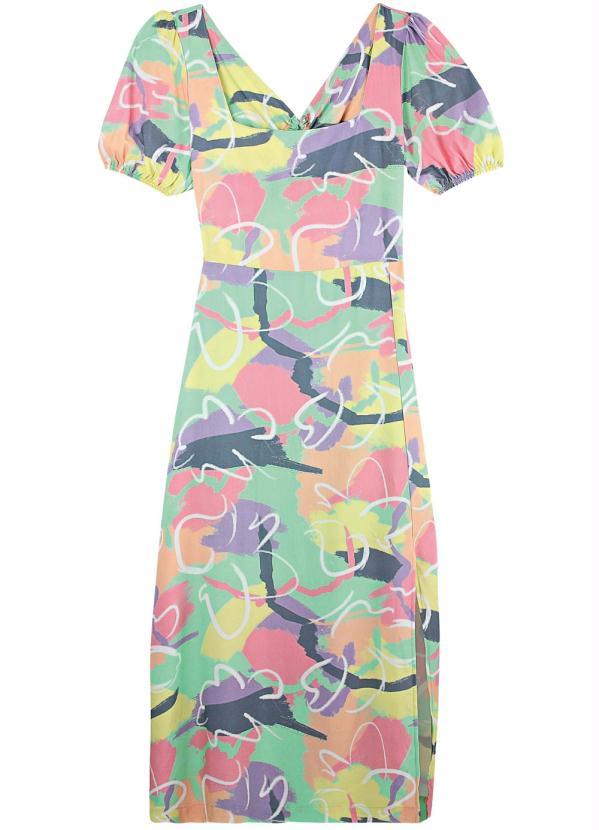 Enfim - Vestido Verde Midi com Fenda Feminino 3