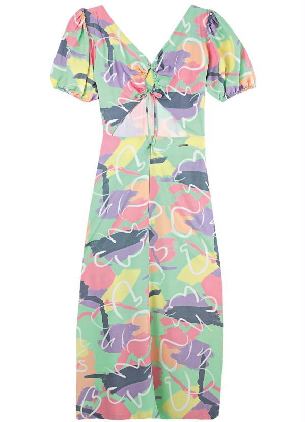 Enfim - Vestido Verde Midi com Fenda Feminino 4