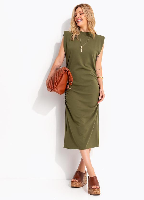 Vestido (Verde) Midi Drapeado