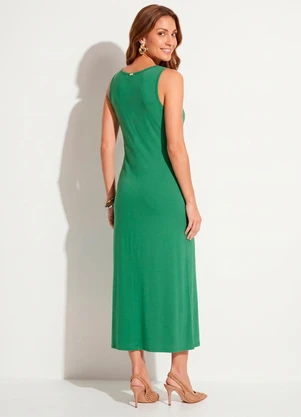 Quintess - Vestido Verde Midi sem Mangas com Botões - QUINTESS