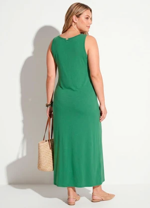 Quintess - Vestido Verde Midi sem Mangas com Botões - QUINTESS