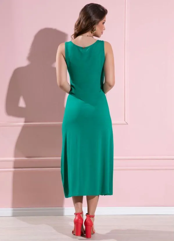 Quintess - Vestido Verde Midi sem Mangas com Botões 3
