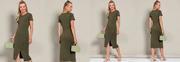 Vestido Verde Militar em Malha Crepe