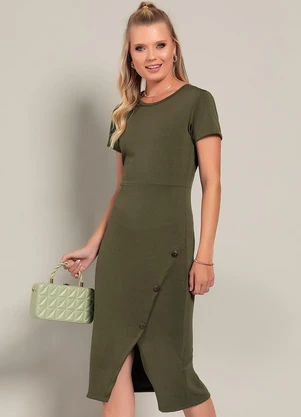 Moda Pop - Vestido Verde Militar em Malha Crepe - MODA POP