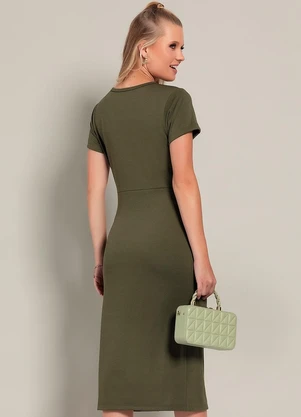 Moda Pop - Vestido Verde Militar em Malha Crepe - MODA POP