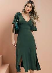 Vestido Verde Militar em Malha de Viscose