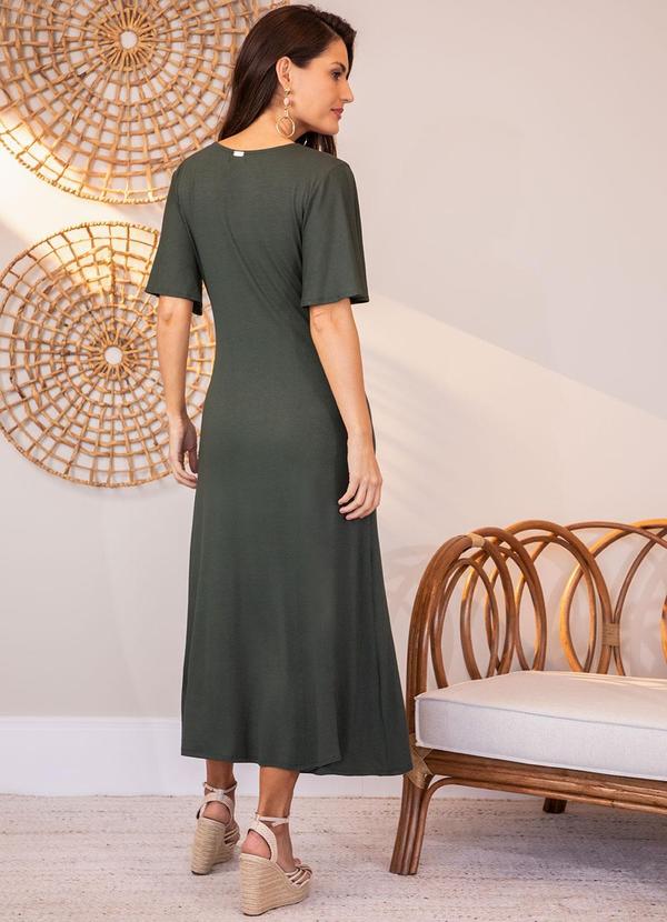 Quintess - Vestido Verde Militar em Malha de Viscose 6