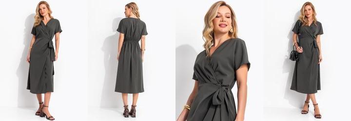 Vestido Verde Militar em Tecido em Microfibra