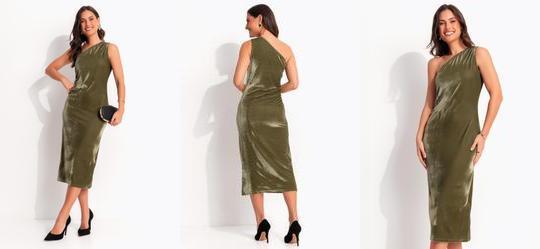 Vestido Verde Militar em Veludo