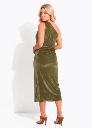 Quintess - Vestido Verde Militar em Veludo - QUINTESS