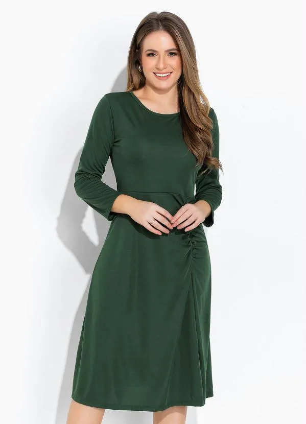 Vestido Verde Militar Franzido Rosalie