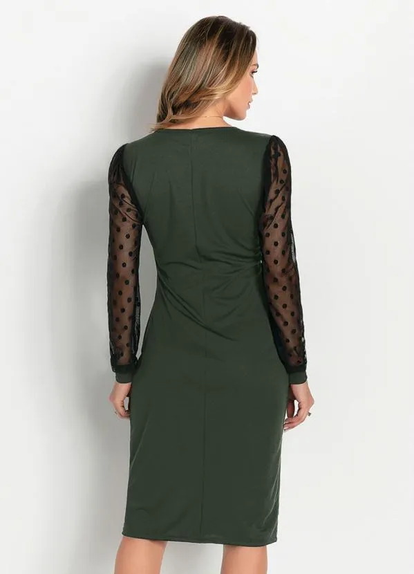 Rosalie - Vestido Verde Militar Manga 2