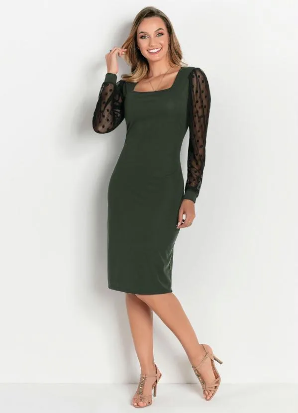 Rosalie - Vestido Verde Militar Manga 4