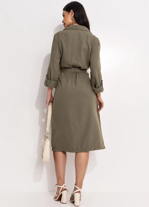 Quintess - Vestido Verde Oliva em Jeans - QUINTESS