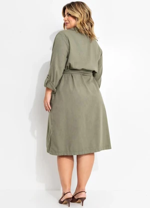 Quintess - Vestido Verde Oliva em Jeans - QUINTESS