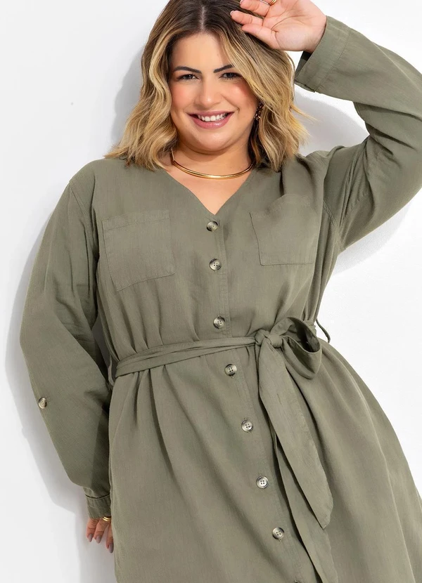 Quintess - Vestido Verde Oliva em Jeans 3