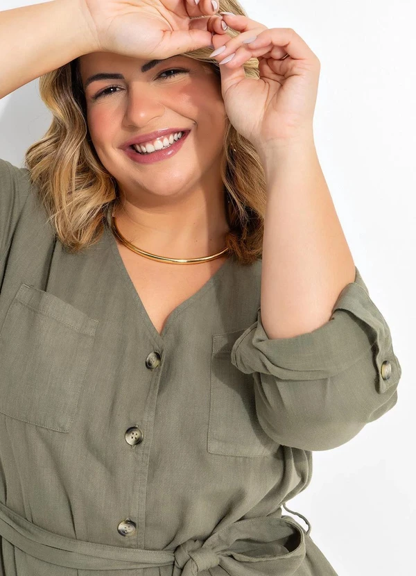 Quintess - Vestido Verde Oliva em Jeans 2