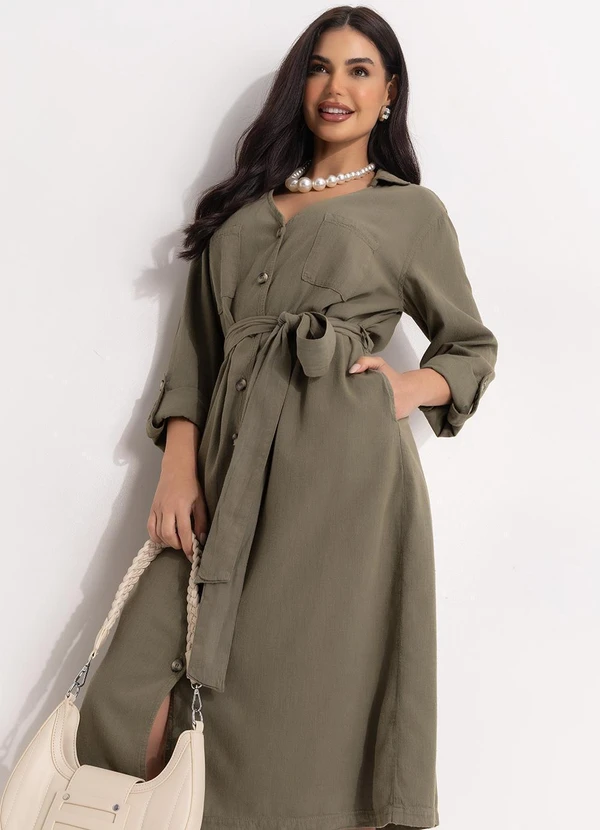 Quintess - Vestido Verde Oliva em Jeans 12