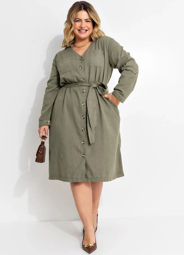 Quintess - Vestido Verde Oliva em Jeans 8
