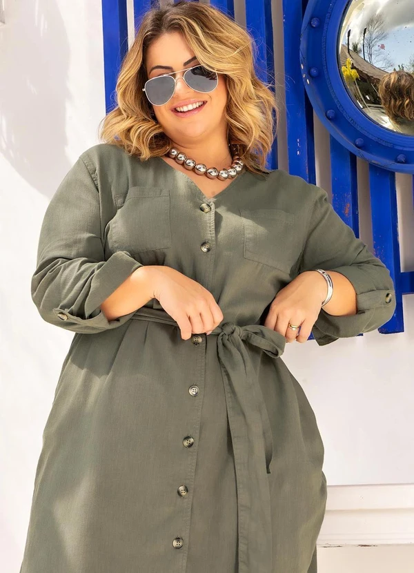 Quintess - Vestido Verde Oliva em Jeans 6