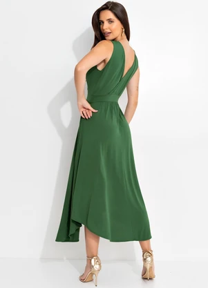Quintess - Vestido Verde Oliva em Malha de Viscose - QUINTESS
