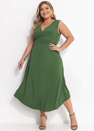 Quintess - Vestido Verde Oliva em Malha de Viscose - QUINTESS