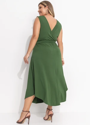 Quintess - Vestido Verde Oliva em Malha de Viscose - QUINTESS