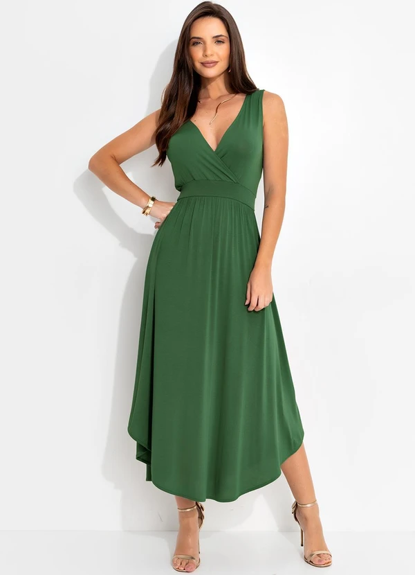 Quintess - Vestido Verde Oliva em Malha de Viscose 6