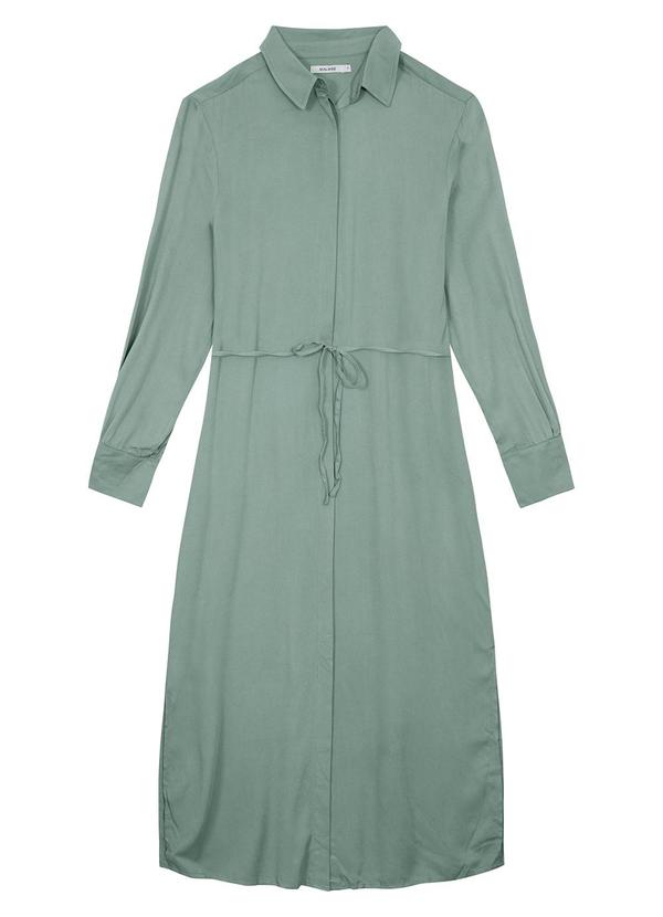 Malwee - Vestido Verde Pastel Chemise em Viscose Sarjada