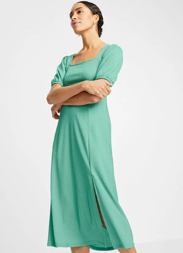 bonprix - Vestido Verde Turquesa em Malha Texturizada 3