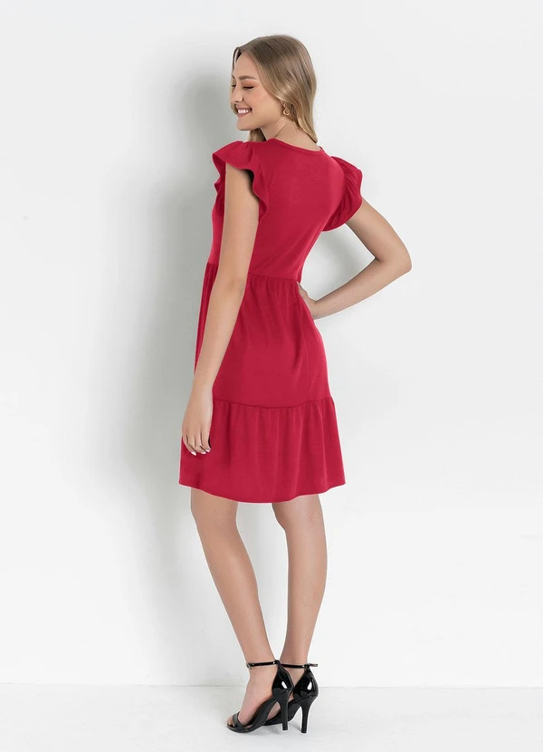 Moda Pop - Vestido Vermelha com Manga em Babado 8